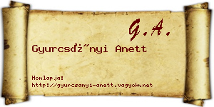 Gyurcsányi Anett névjegykártya